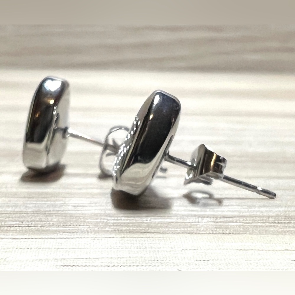 Designer Inspired Stainless Steel Heart Stud Earrings - Picture 5 of 5